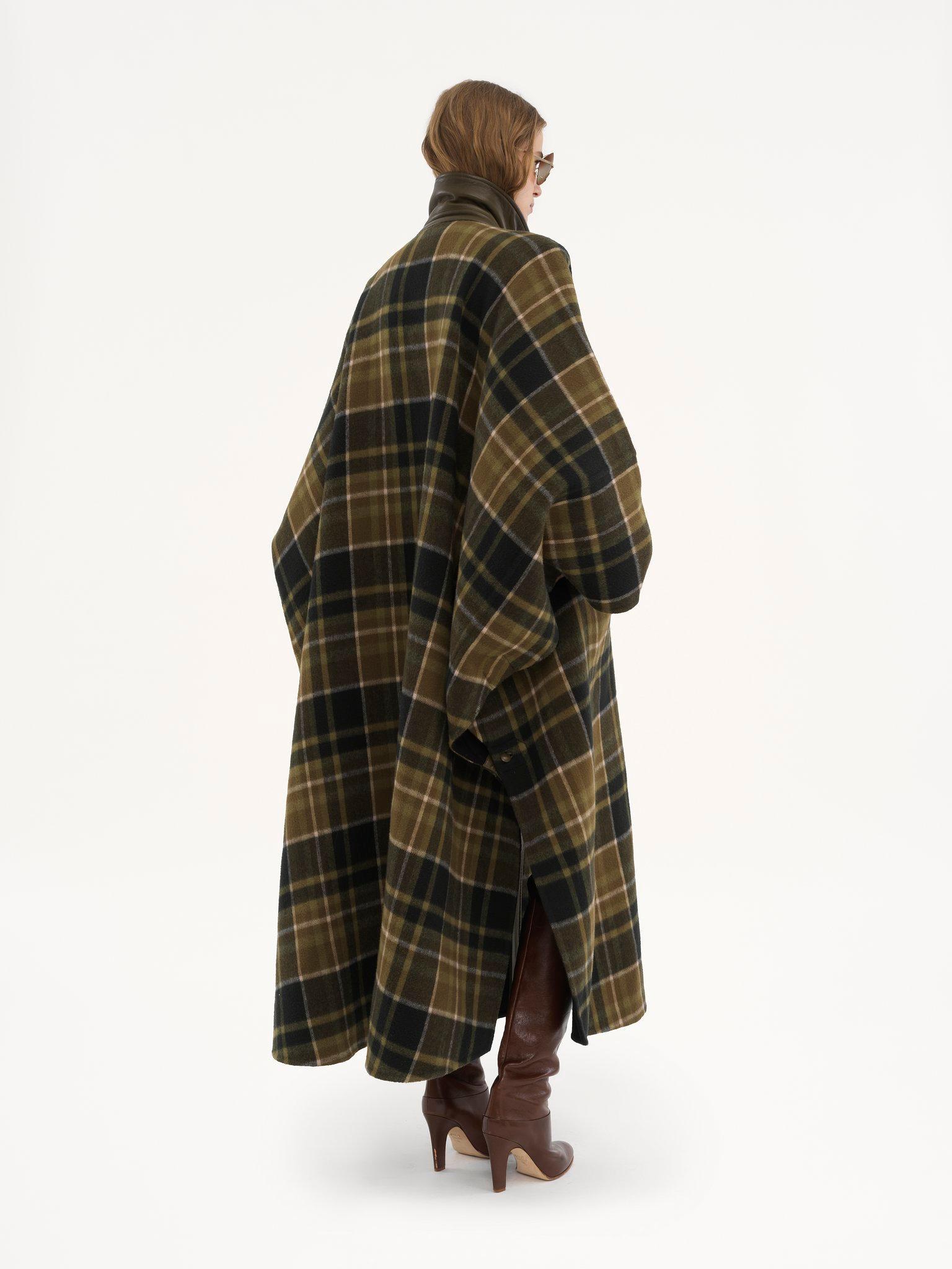 High-neck long coat in double-face wool Product Image