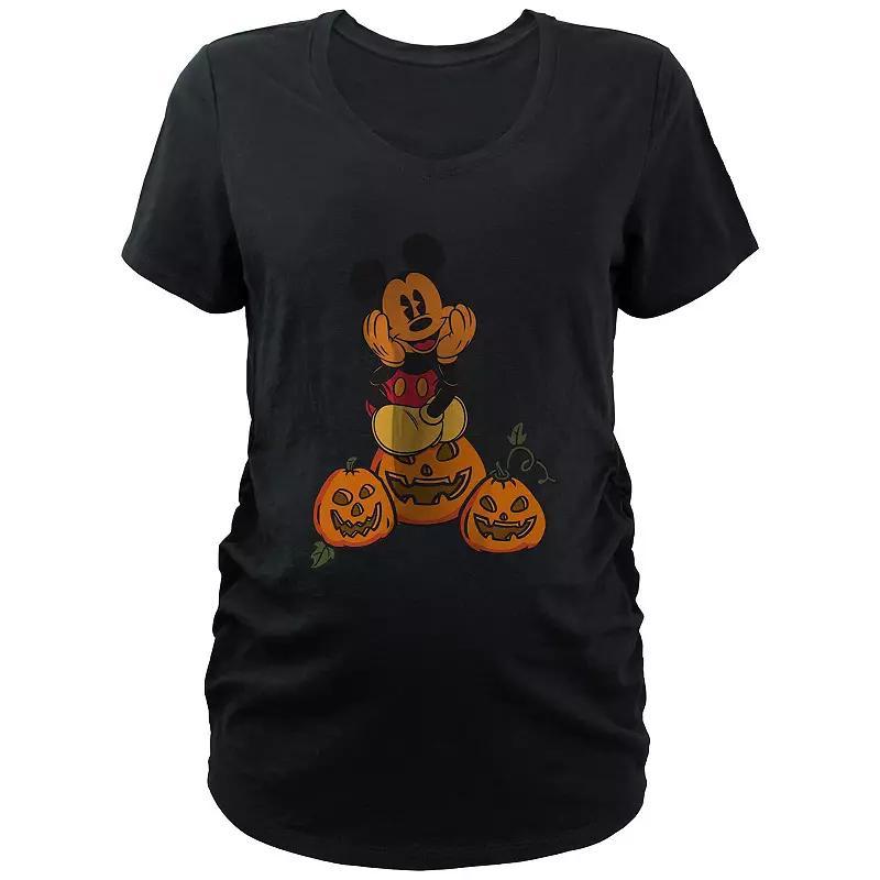 Disney's Mickey Mouse Pumpkin Patch Maternity Graphic Tee, Women's, Size: Small-Mat, Black Product Image