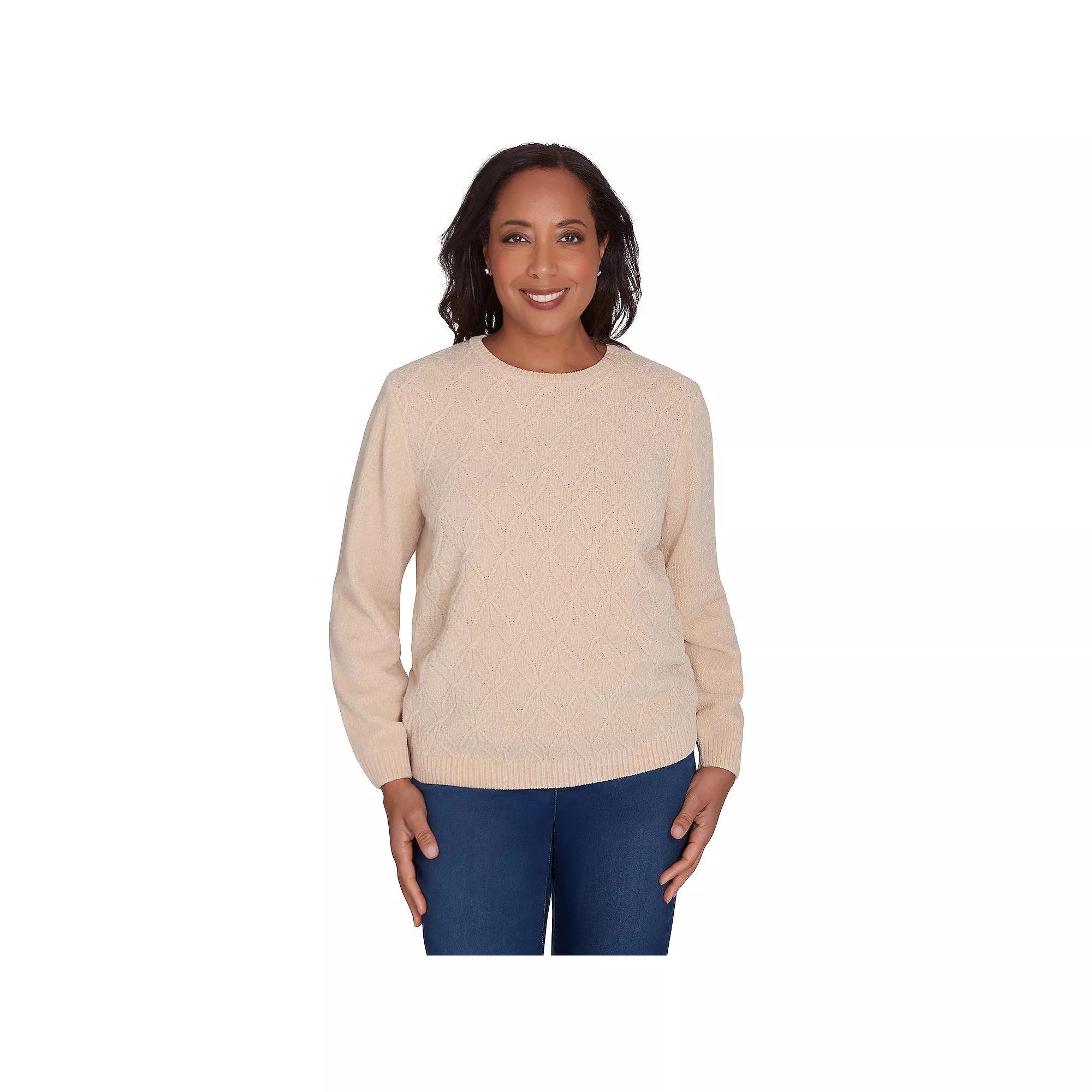 Women's Alfred Dunner Classic Chenille Pullover Sweater, Size: XL, Latte Product Image