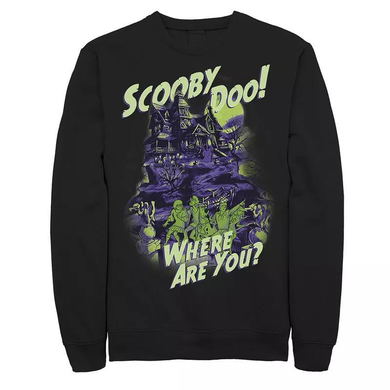 Big & Tall Scooby-Doo Where Are You Mystery Gang Spooky House Fleece Graphic Pullover, Men's, Size: 5XL, Black Product Image