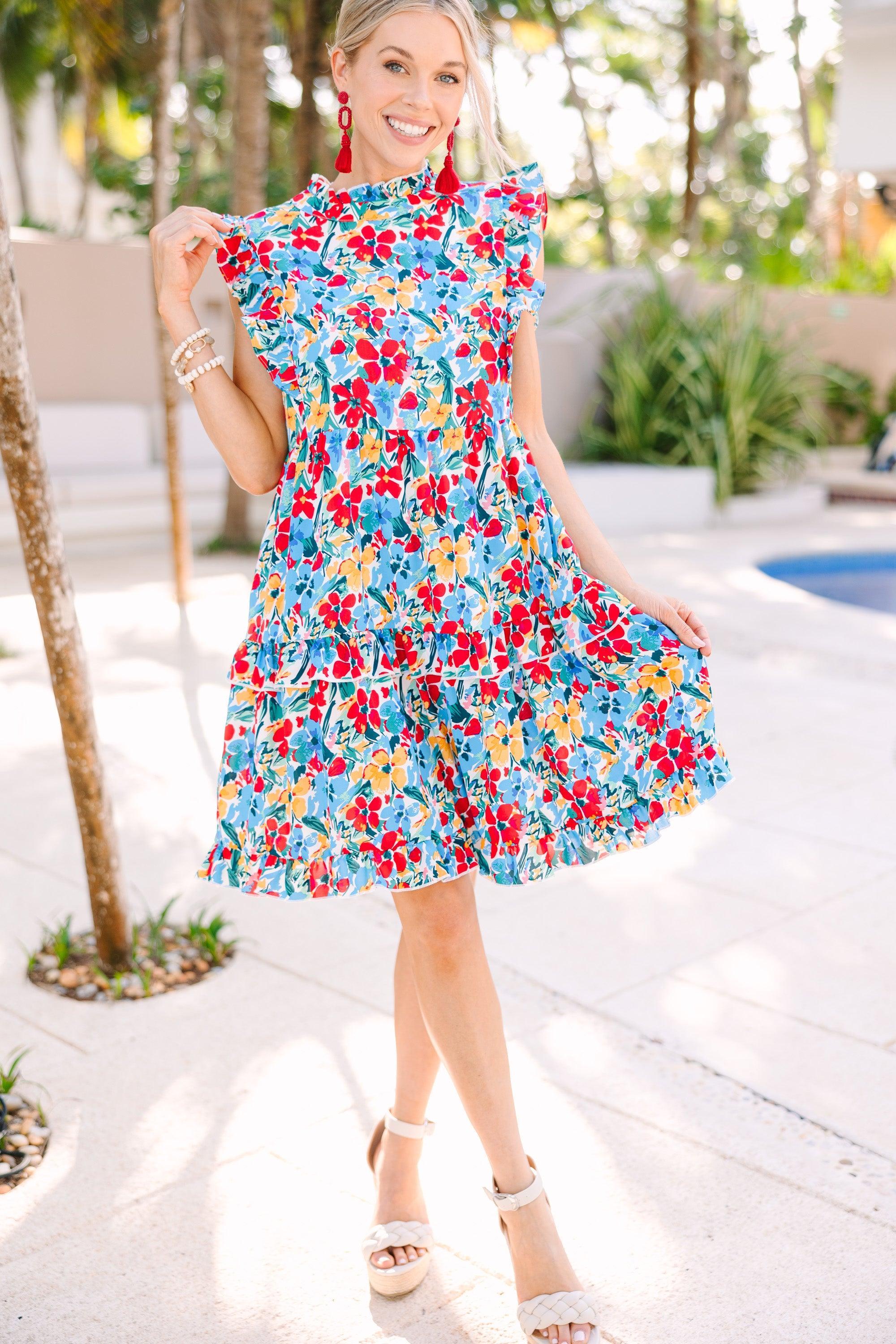 Just A Dream Red Floral Babydoll Dress Female Product Image