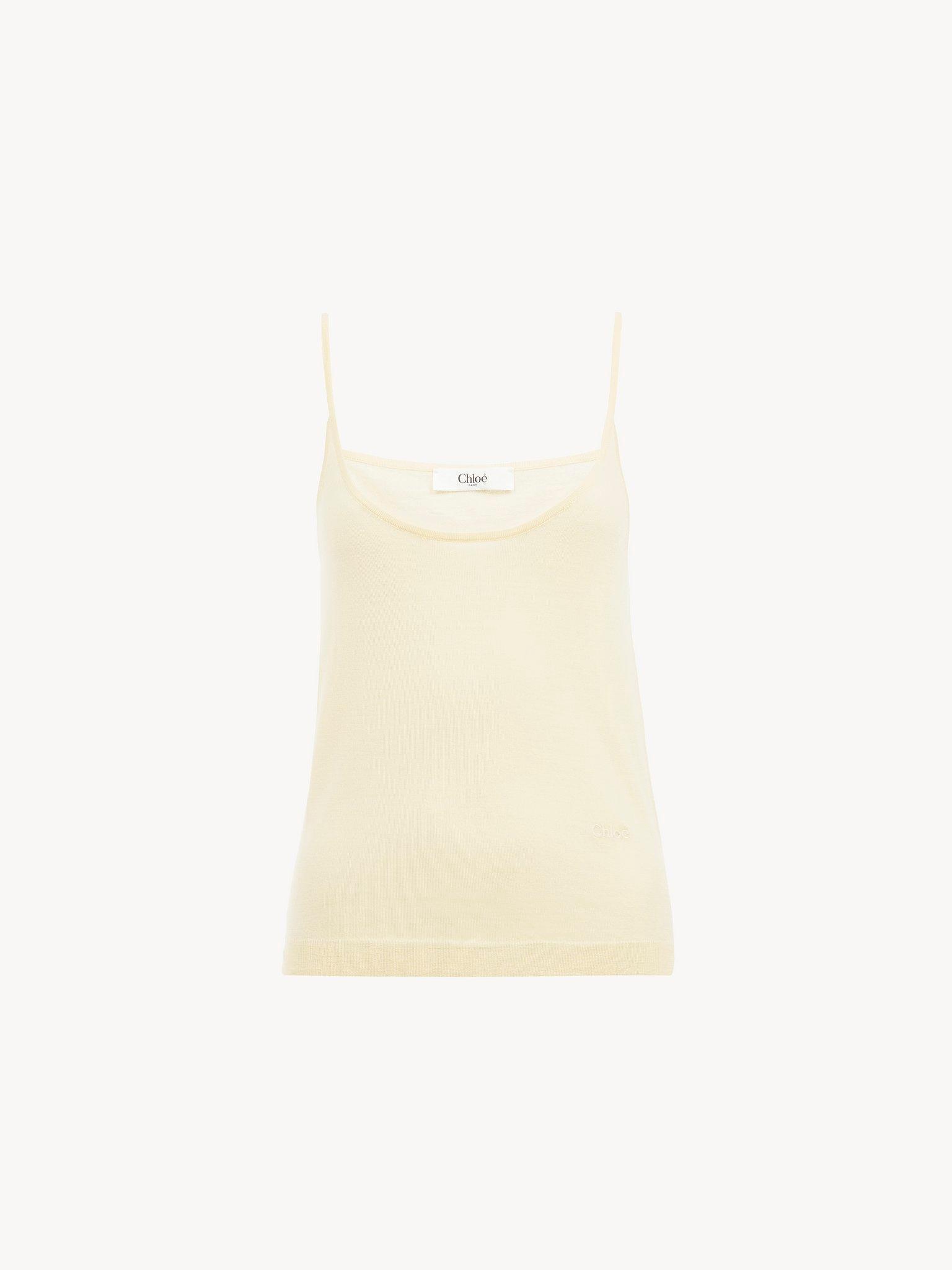 Thin-strap tank top in superfine wool knit  Product Image