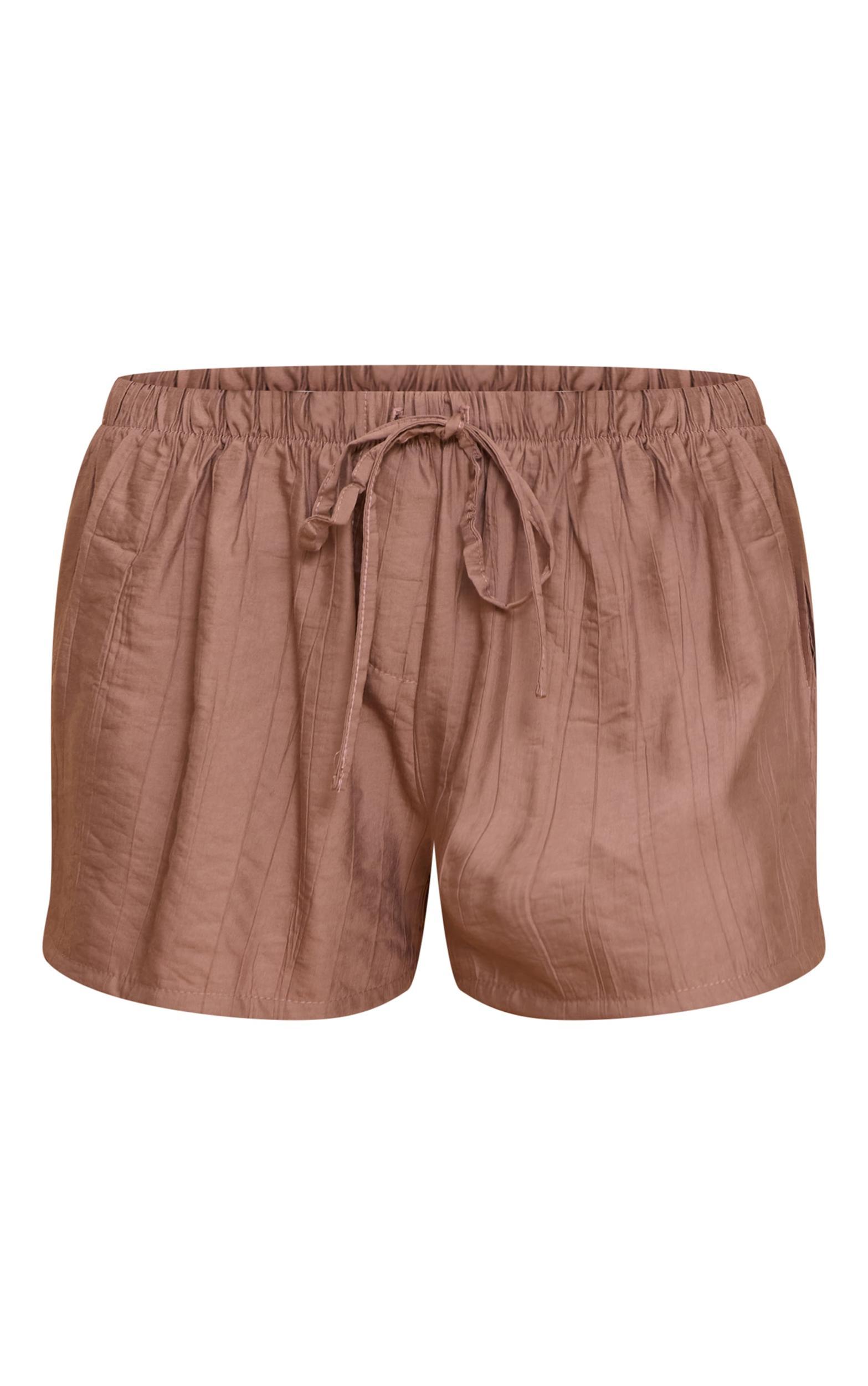 Mocha Textured Drawstring Shorts Product Image