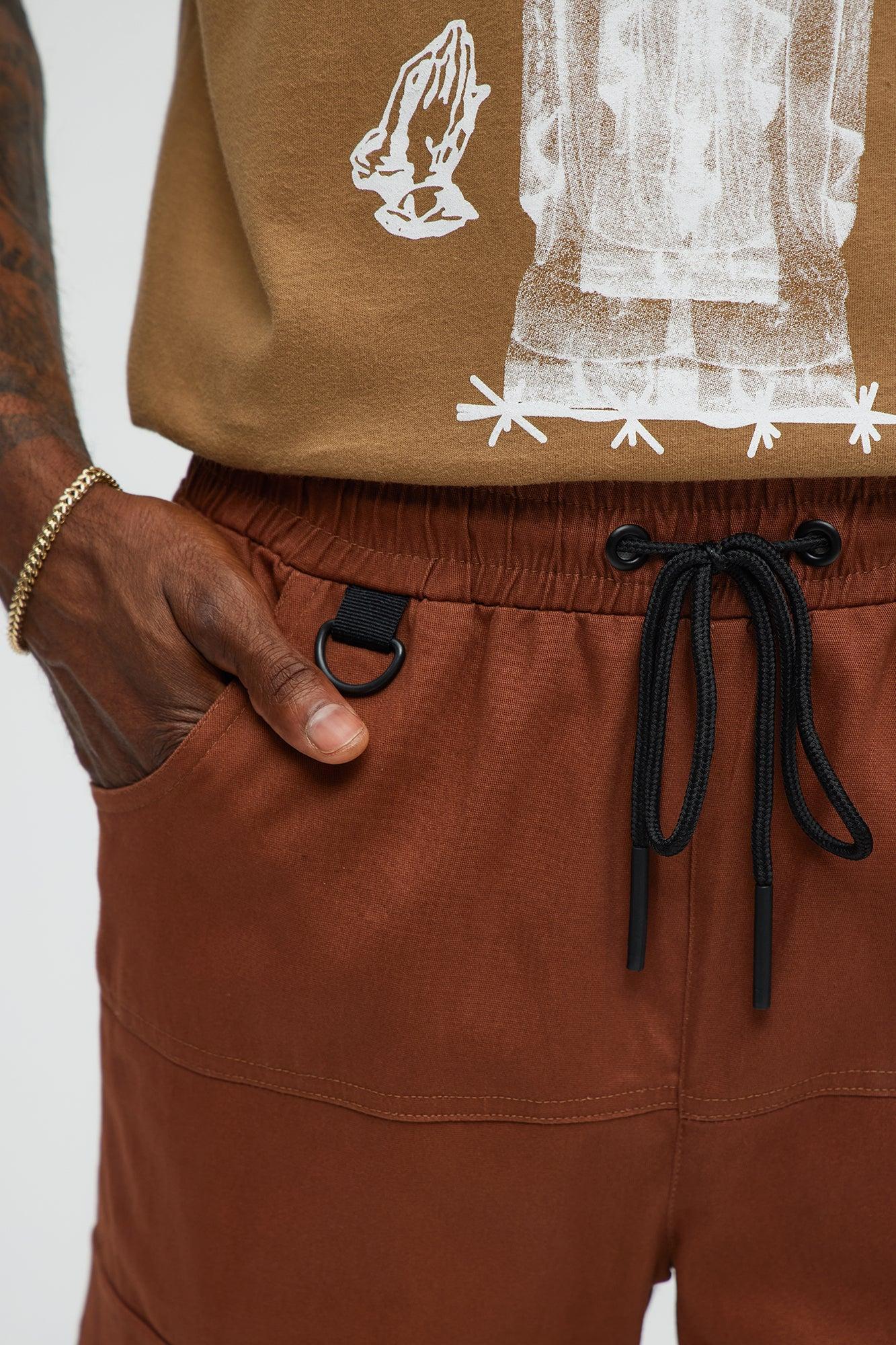 Straight Cargo Ankle Zipper Pants - Brown Product Image