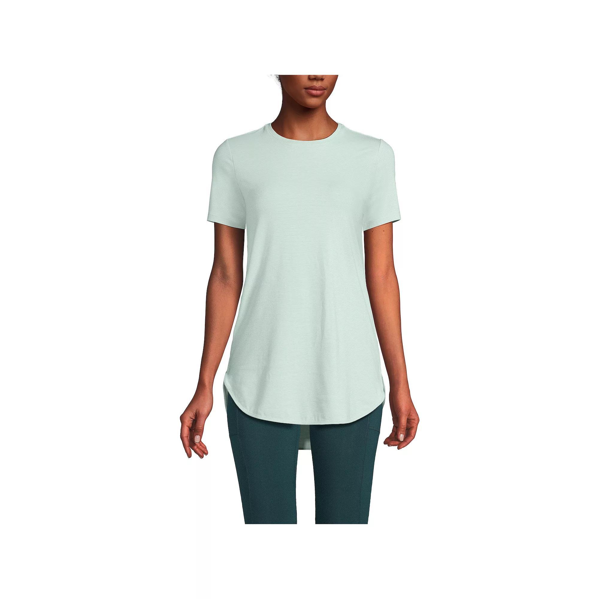 Petite Lands' End Moisture-Wicking UPF 50 Tunic Tee, Women's, Size: Small Petite, Blue Surf Pinstripe Product Image