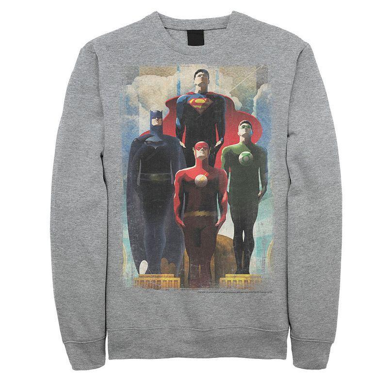 Men's DC Comics Justice League Heroes Look Up Sweatshirt, Size: XL, Athletic Grey Product Image