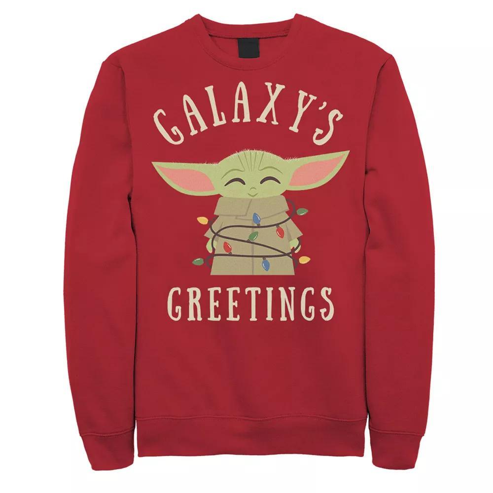Men's Star Wars The Mandalorian The Child Galaxy's Greetings Text Sweatshirt,  Product Image