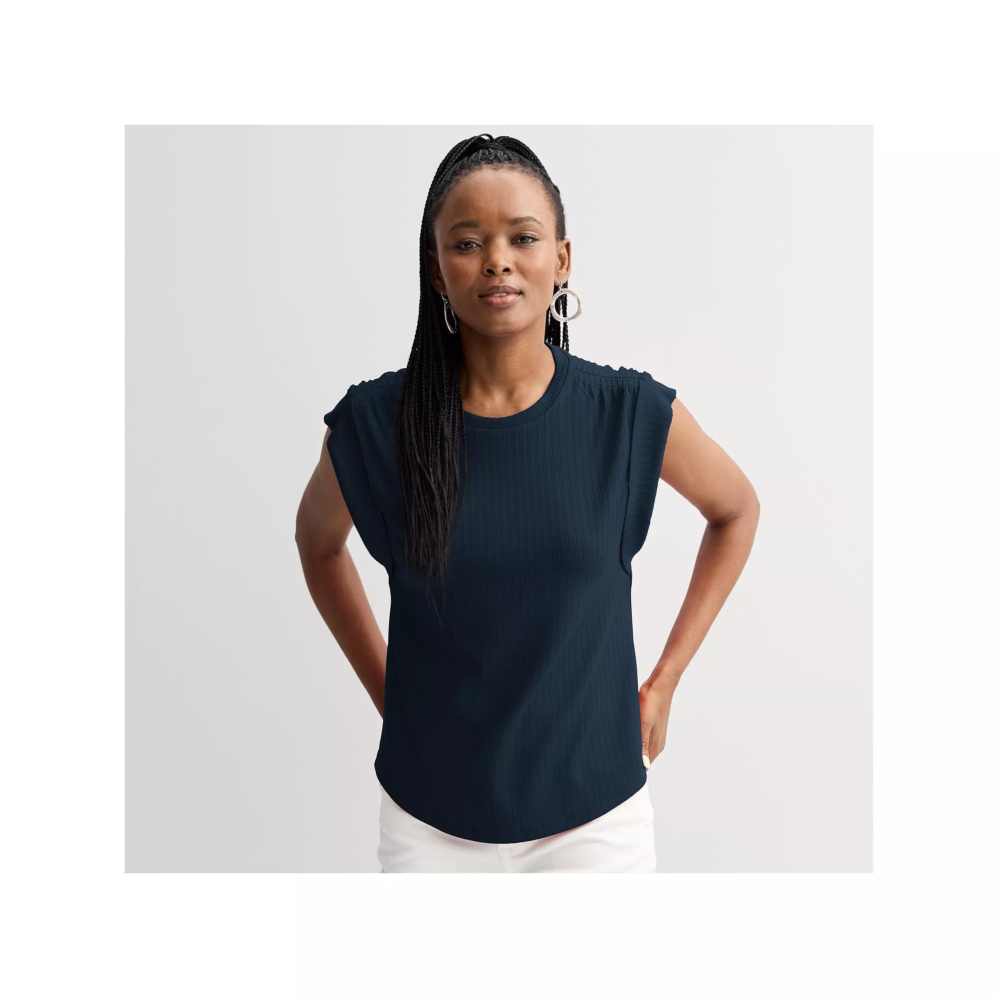 Women's Nine West Dolman Tee with Ruching, Size: XXL, Captain Product Image