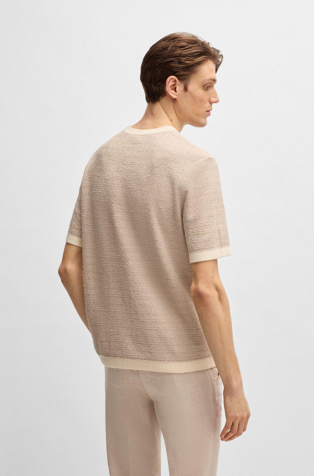 BOSS - Relaxed-fit jacquard-knit T-shirt - White Product Image