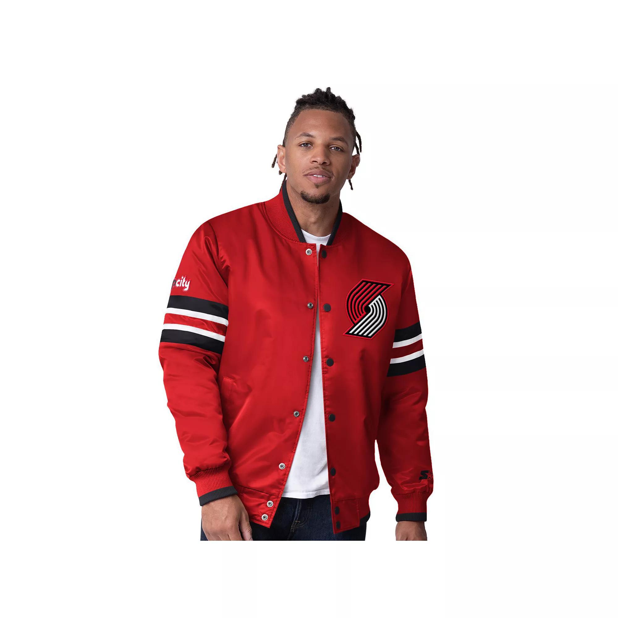 Men's Starter Red Portland Trail Blazers Scout Varsity Satin Full-Snap Jacket,  Product Image