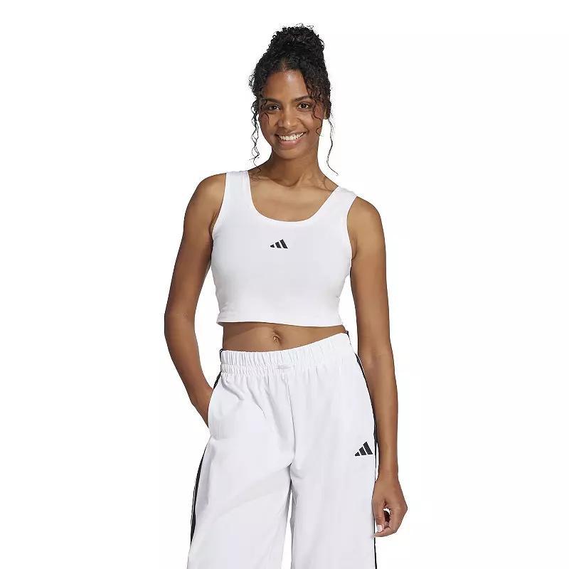 adidas Essentials Small Logo Cotton Lifestyle Tank Top White L Womens Product Image