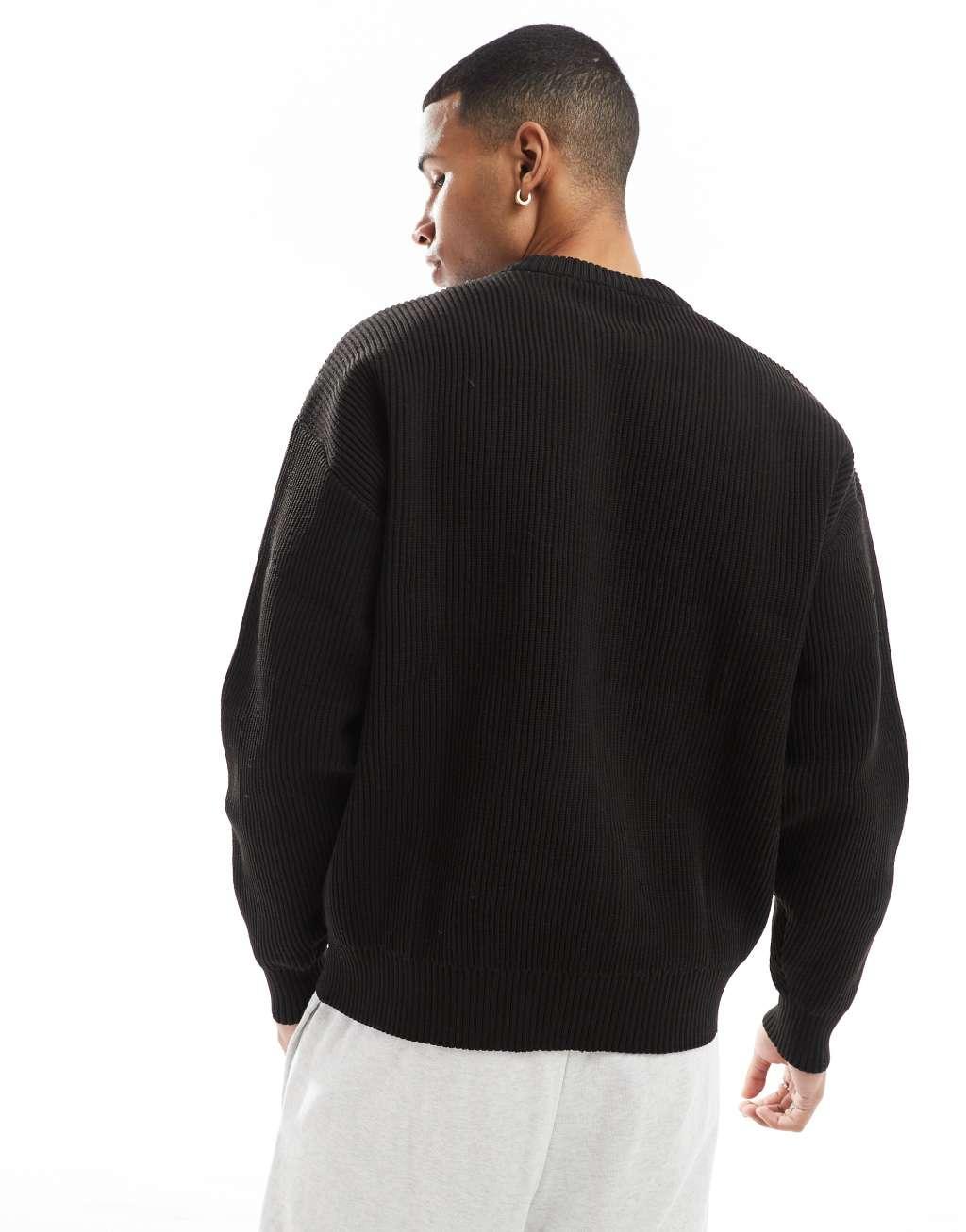 Jack & Jones embroidered sweater with logo in black Product Image