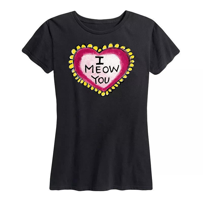 Womens Pete The Cat Pete I Meow You Graphic Tee Grey Gray Product Image