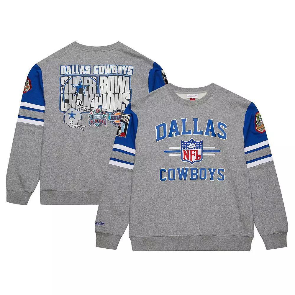 Men's Mitchell & Ness Heather Gray Dallas Cowboys Vintage Logo Pullover Sweatshirt,  Product Image