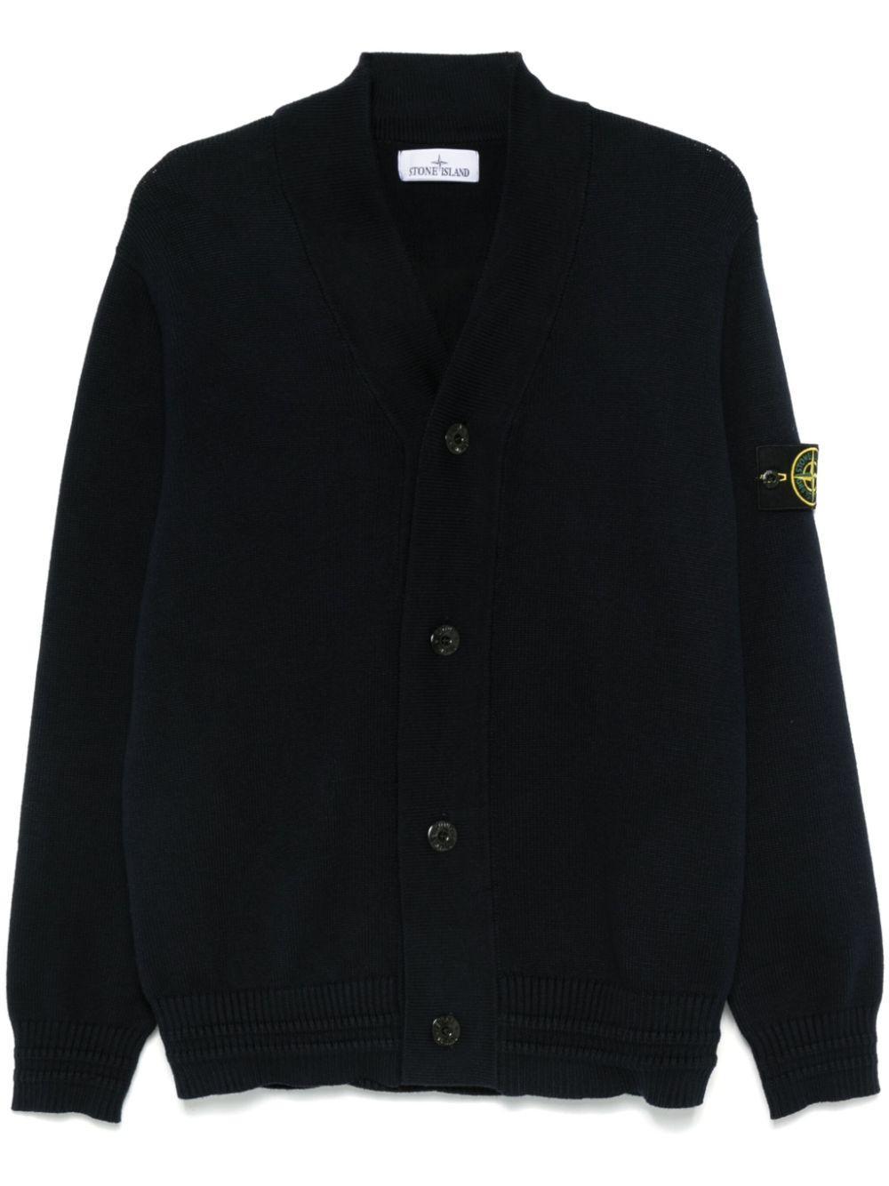 STONE ISLAND Compass-badge Cardigan In Blue Product Image