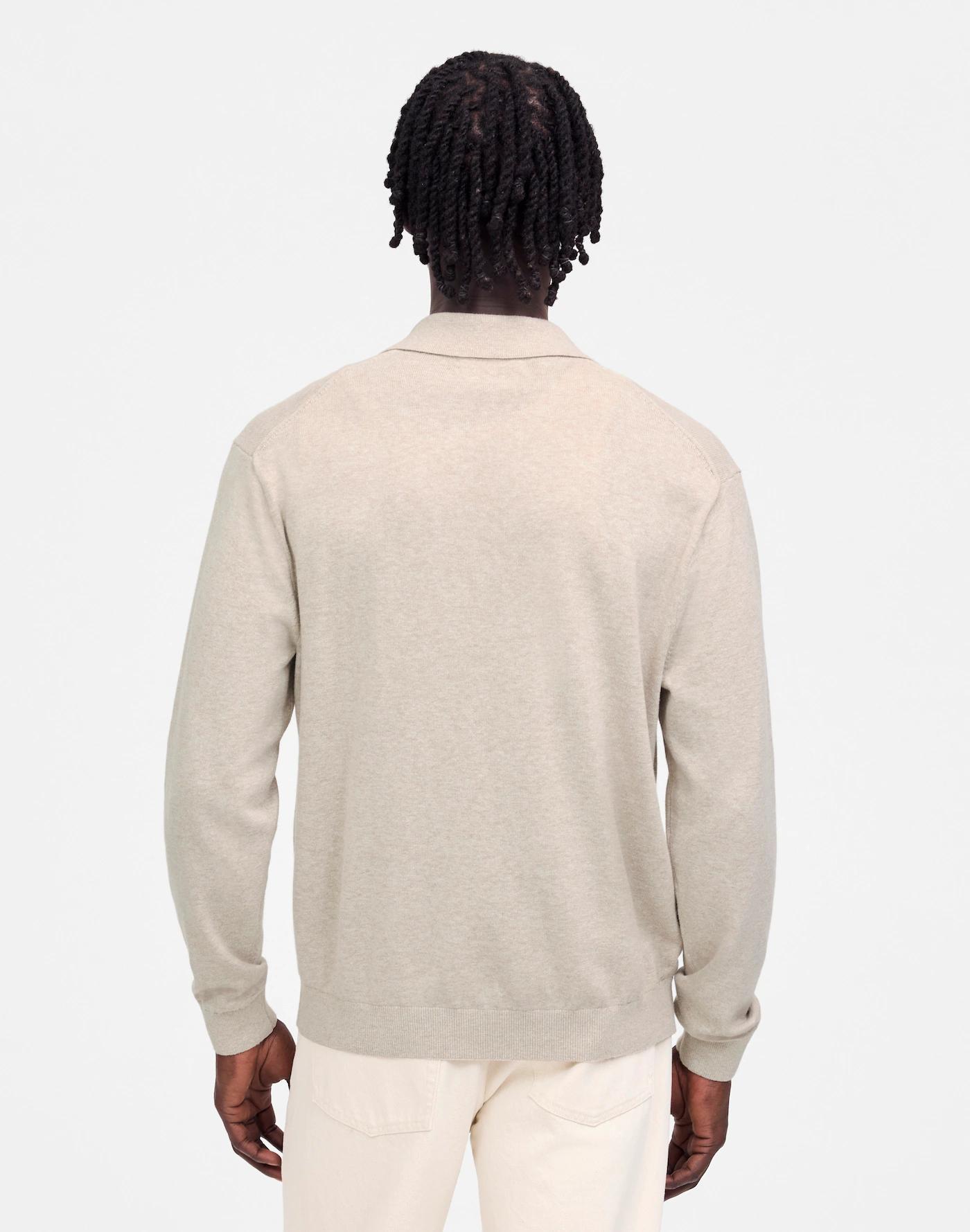 Button-Up Sweater Polo in Lightweight Cotton-Linen Blend Product Image