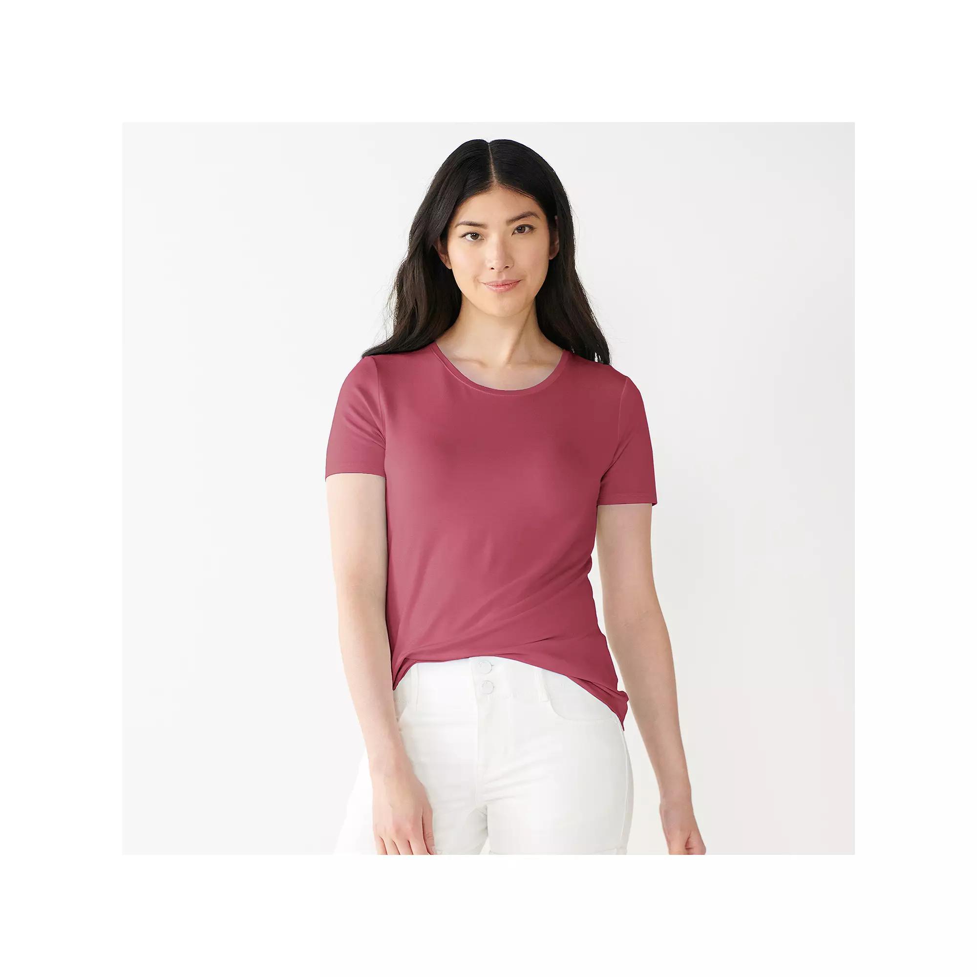 Womens Nine West Essential Crewneck Tee Just Pink Product Image