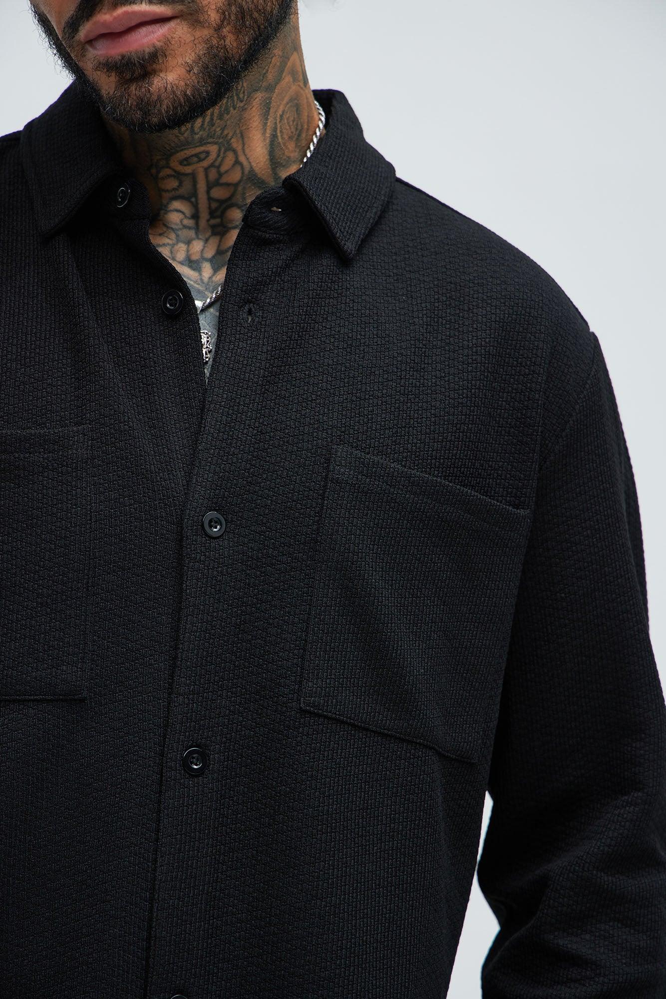 Capstan Textured Button Up Shirt - Black Product Image