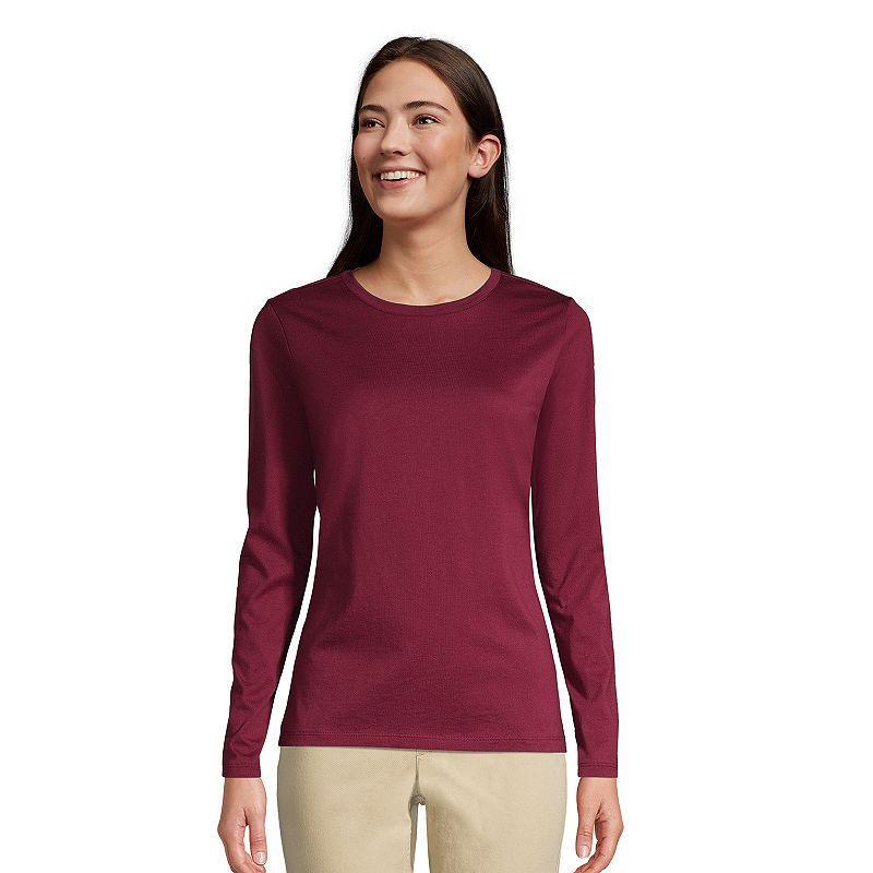 Petite Lands' End Relaxed-Fit Supima Long Sleeve Cotton Crewneck Tee, Women's, Size: Small Petite, Grey Heather Product Image