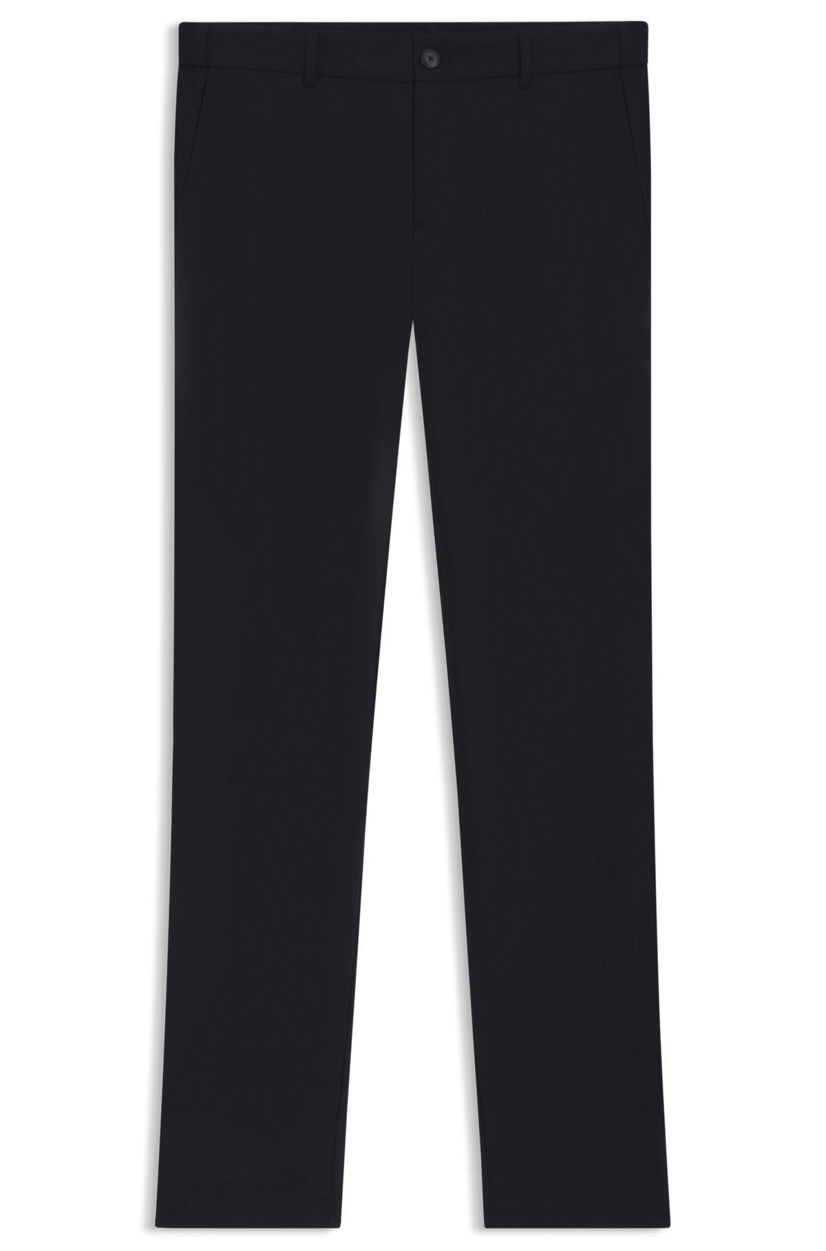 BOSS - Slim-fit trousers in micro-patterned stretch fabric - Dark Blue Product Image