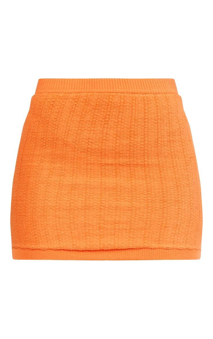 Bright Orange Soft Knit Pattern Mini Skirt Product Image