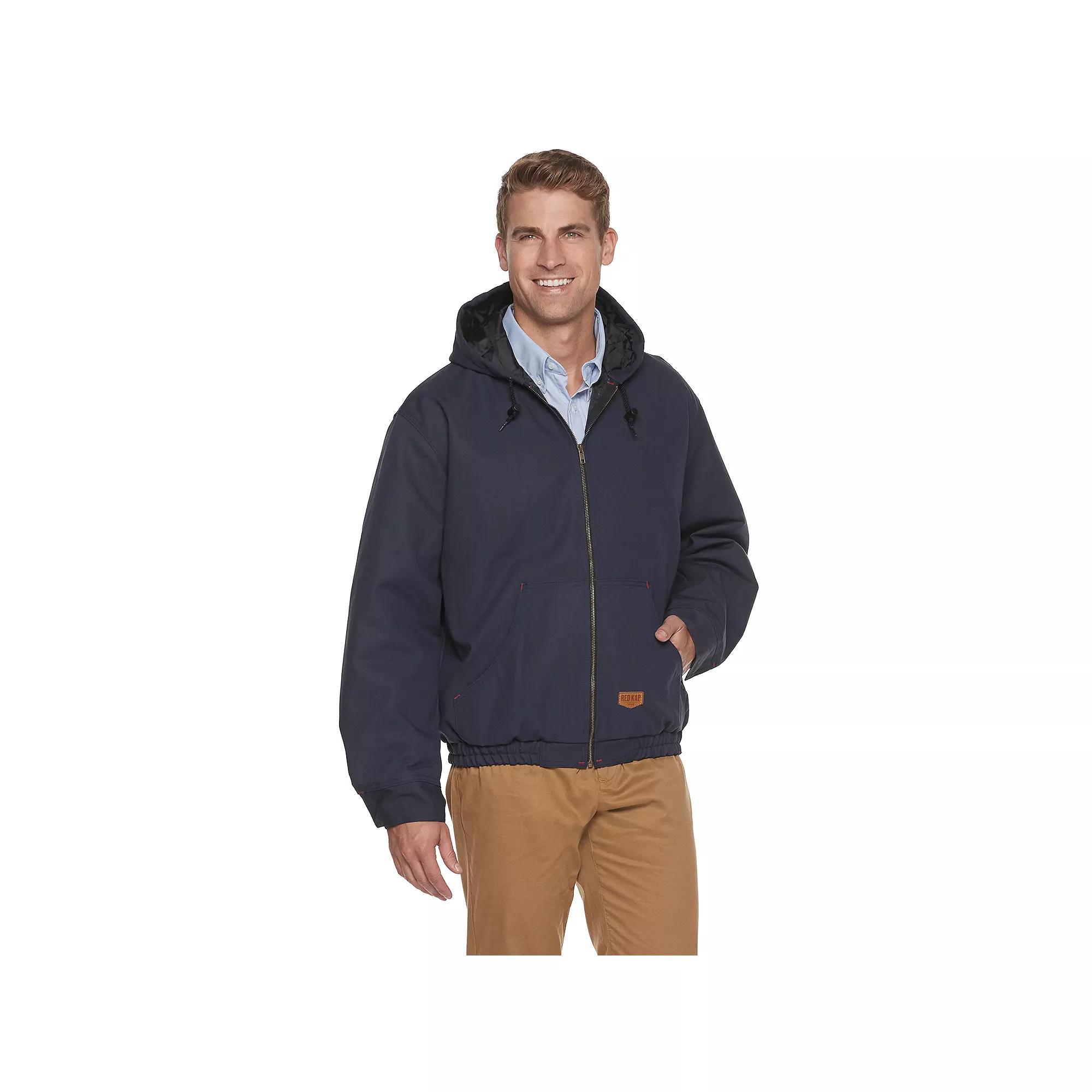 Men's Red Kap Blended Duck Zip-Front Hooded Jacket, Size: Medium, Blue Duck Product Image