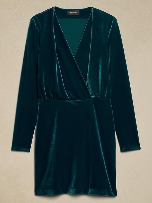 Velvet Faux Wrap Mini Dress Product Image