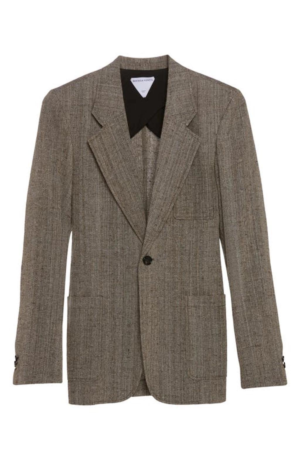 Slubbed Melange Viscose-blend Blazer In Grey Product Image