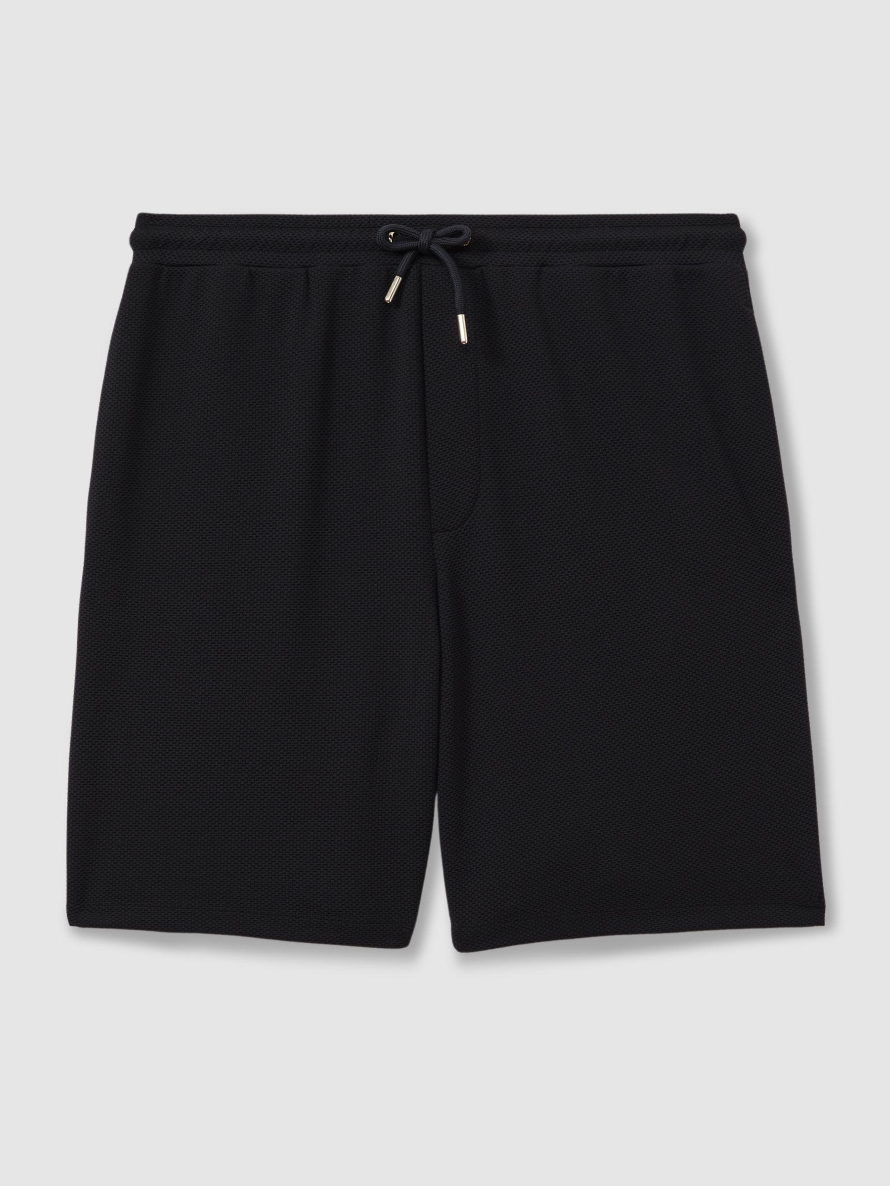 Textured Drawstring Shorts in Navy Product Image