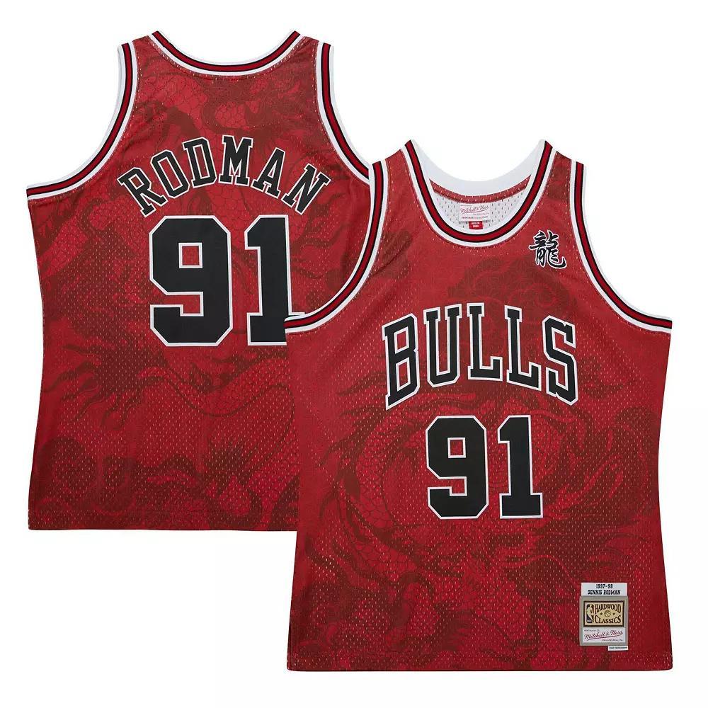 Men's Mitchell & Ness Dennis Rodman Red Chicago Bulls 1997/98 Hardwood Classics Asian Heritage 6.0 Swingman Throwback Player Jersey,  Product Image