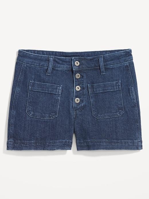 High-Waisted Jean Trouser Shorts -- 3-inch inseam Product Image