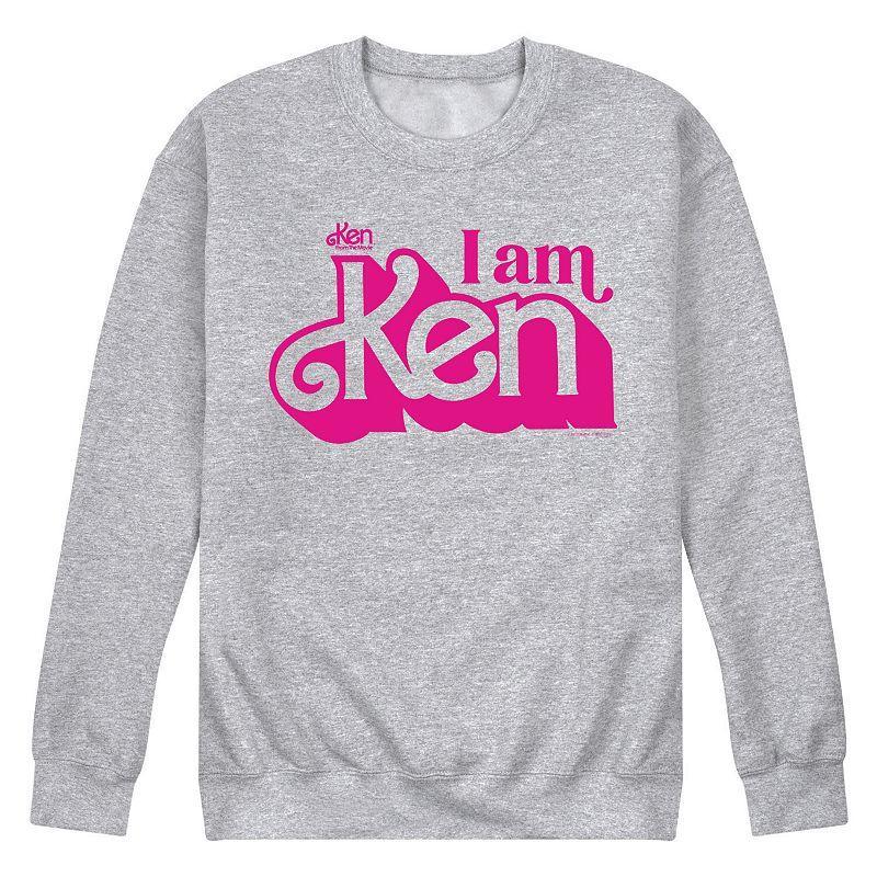 Men's Barbie™ The Movie I Am Ken Fleece Sweatshirt, Size: Large, Grey Gray Product Image