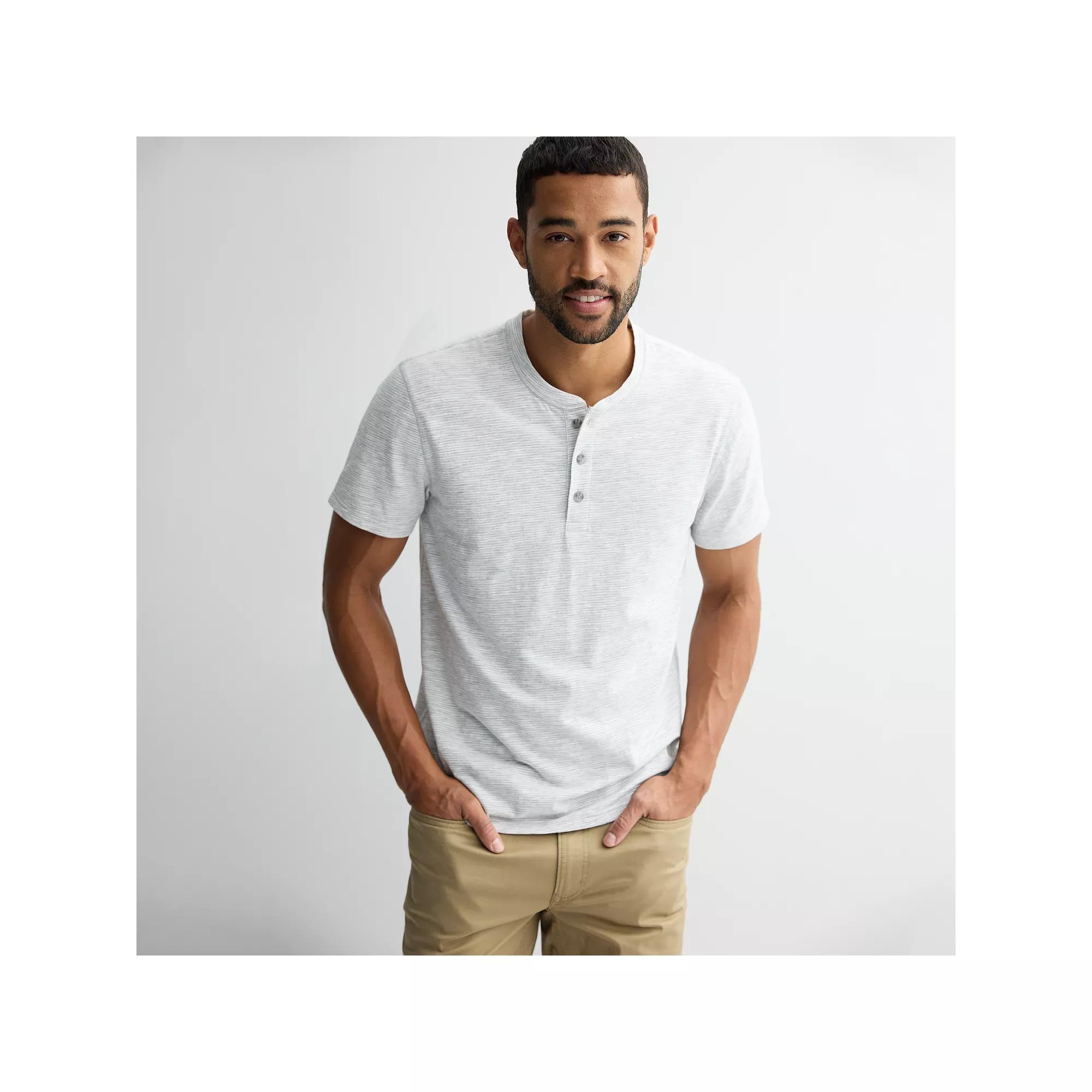 Men's Sonoma Goods For Life® Essential Short Sleeve Striped Henley T-Shirt,  Product Image
