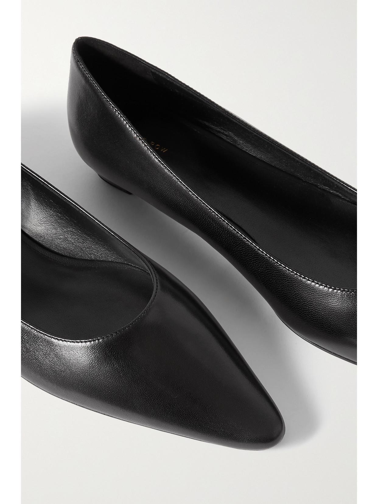 THE ROW Claudette Leather Point-toe Flats In Black Product Image