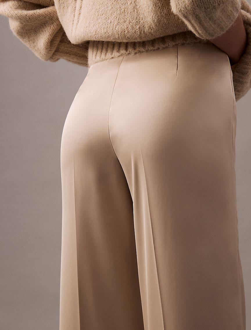 Satin Stretch Wide Leg Pants Product Image