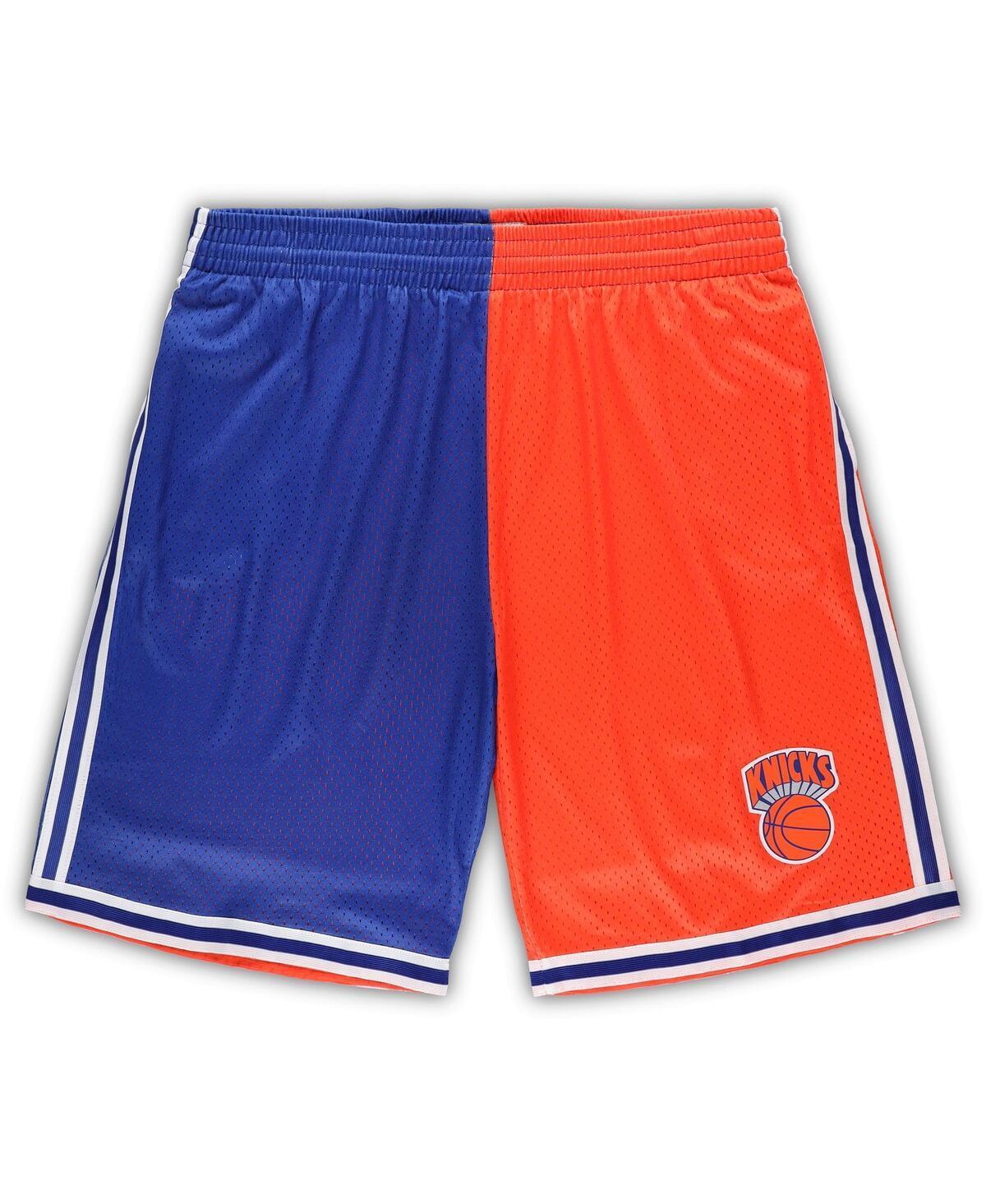 Men's Mitchell & Ness Blue/Orange New York Knicks Big & Tall Hardwood Classics Split Swingman Shorts, Size: 3XB Product Image