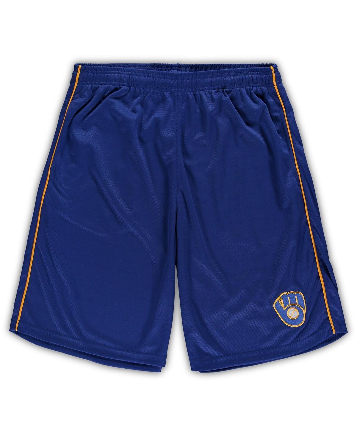 Mens ProfileRoyal Milwaukee Brewers Big & Tall Mesh Shorts Product Image