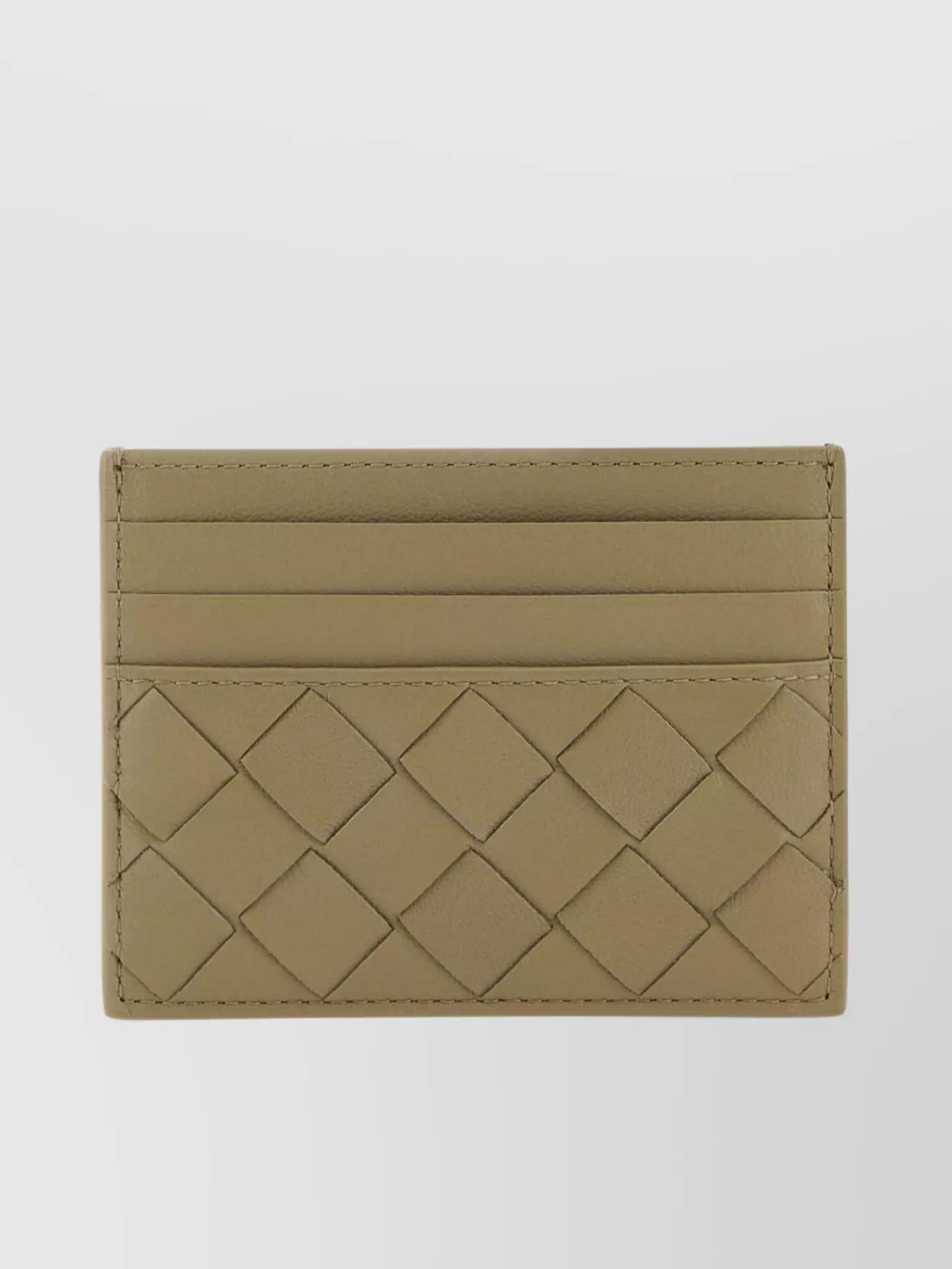 Dove Grey Nappa Leather Intrecciato Card Holder In Gray Product Image