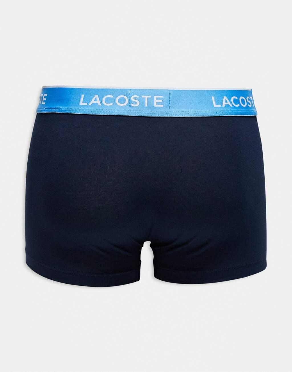 Lacoste pack of 3 contrast stitch briefs in navy  Product Image