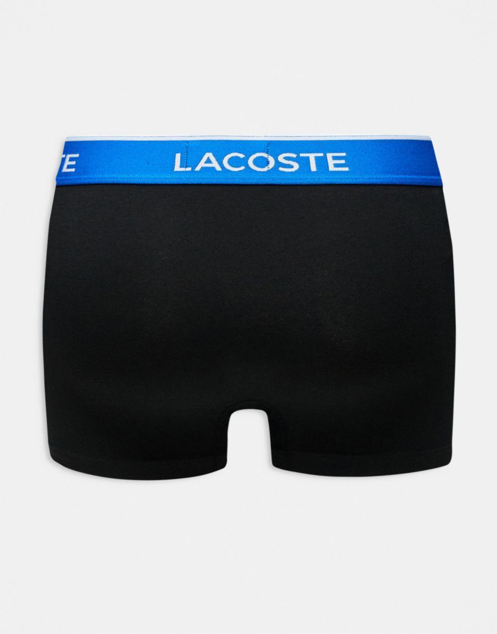 Lacoste pack of 3 contrast waistband boxer briefs in black  Product Image