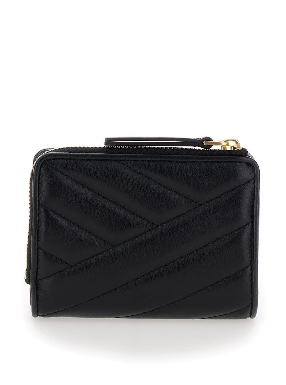 'kira' Black Bi-fold Wallet With Logo In Leather Woman Product Image