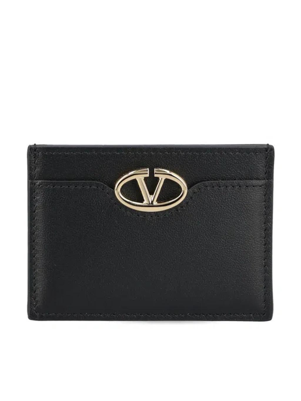 VALENTINO GARAVANI Logo Plaque Cardholder In Black Product Image