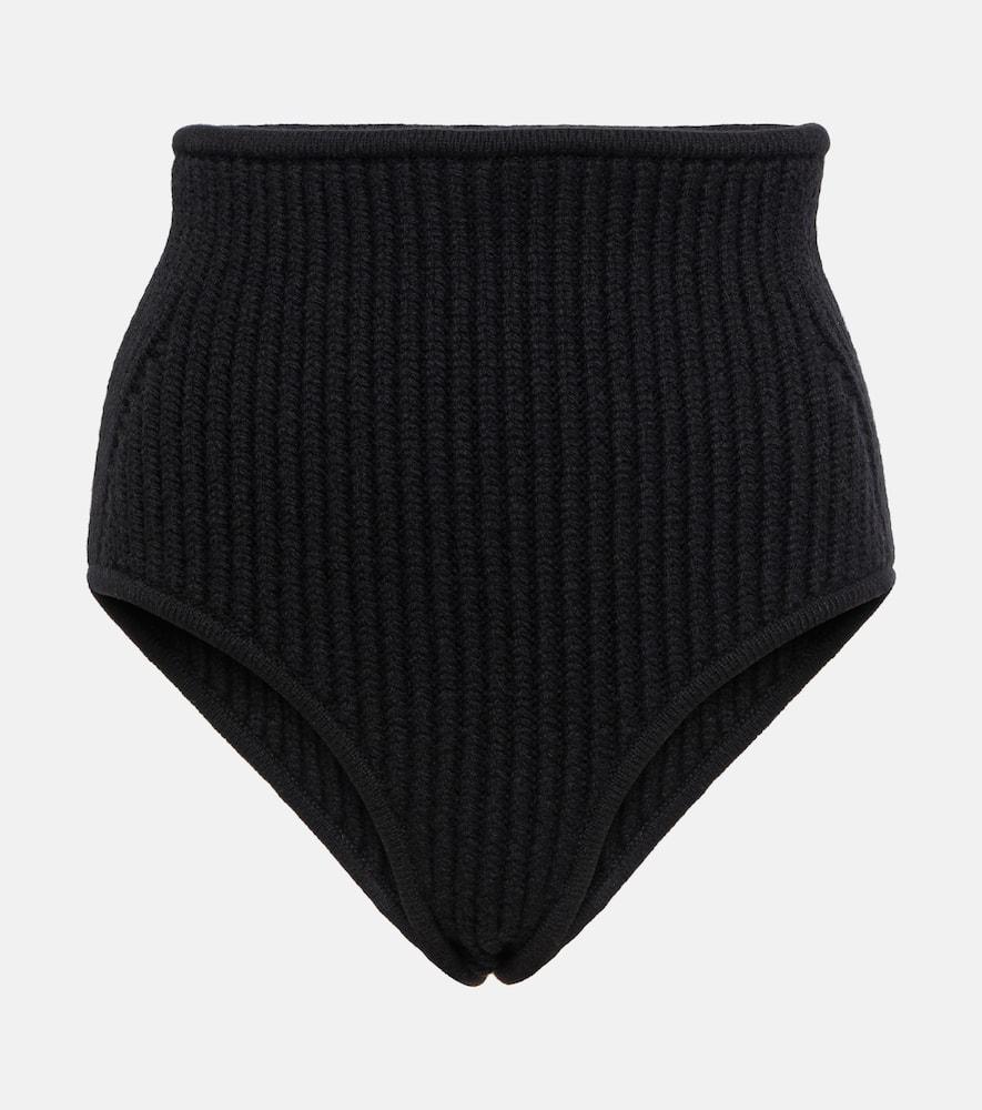 ALAÏA Wool And Cashmere-blend Briefs In Black Product Image