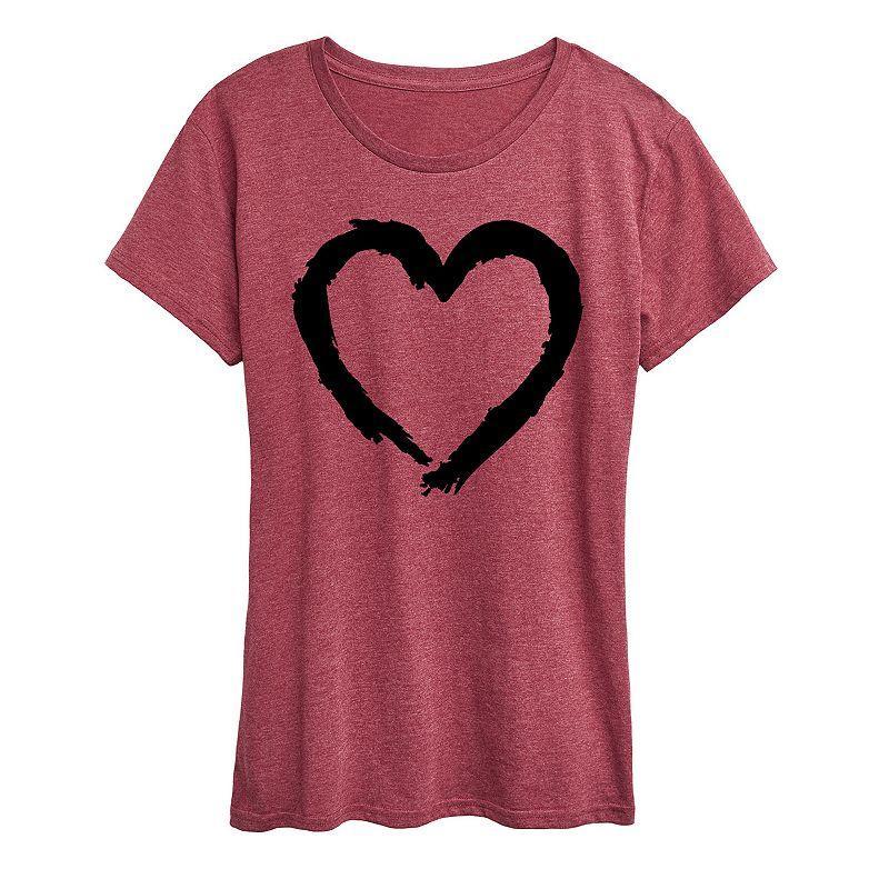 Women's Paintbrush Stroke Heart Graphic Tee, Size: XXL, White Product Image