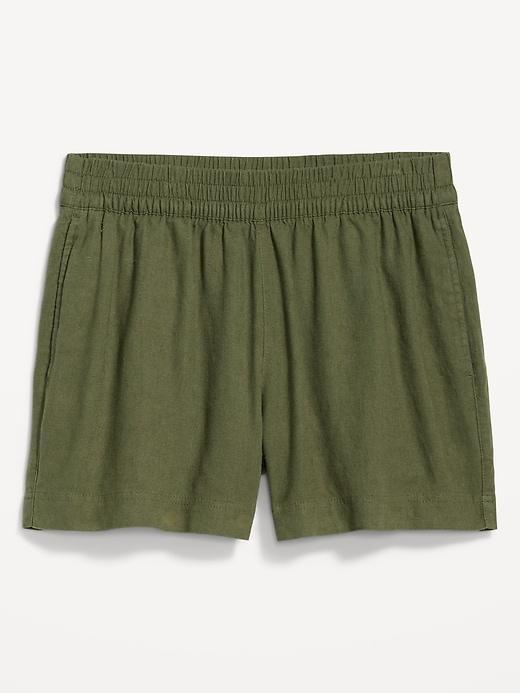 High-Waisted Linen-Blend Pull-On Shorts -- 3.5-inch inseam Product Image