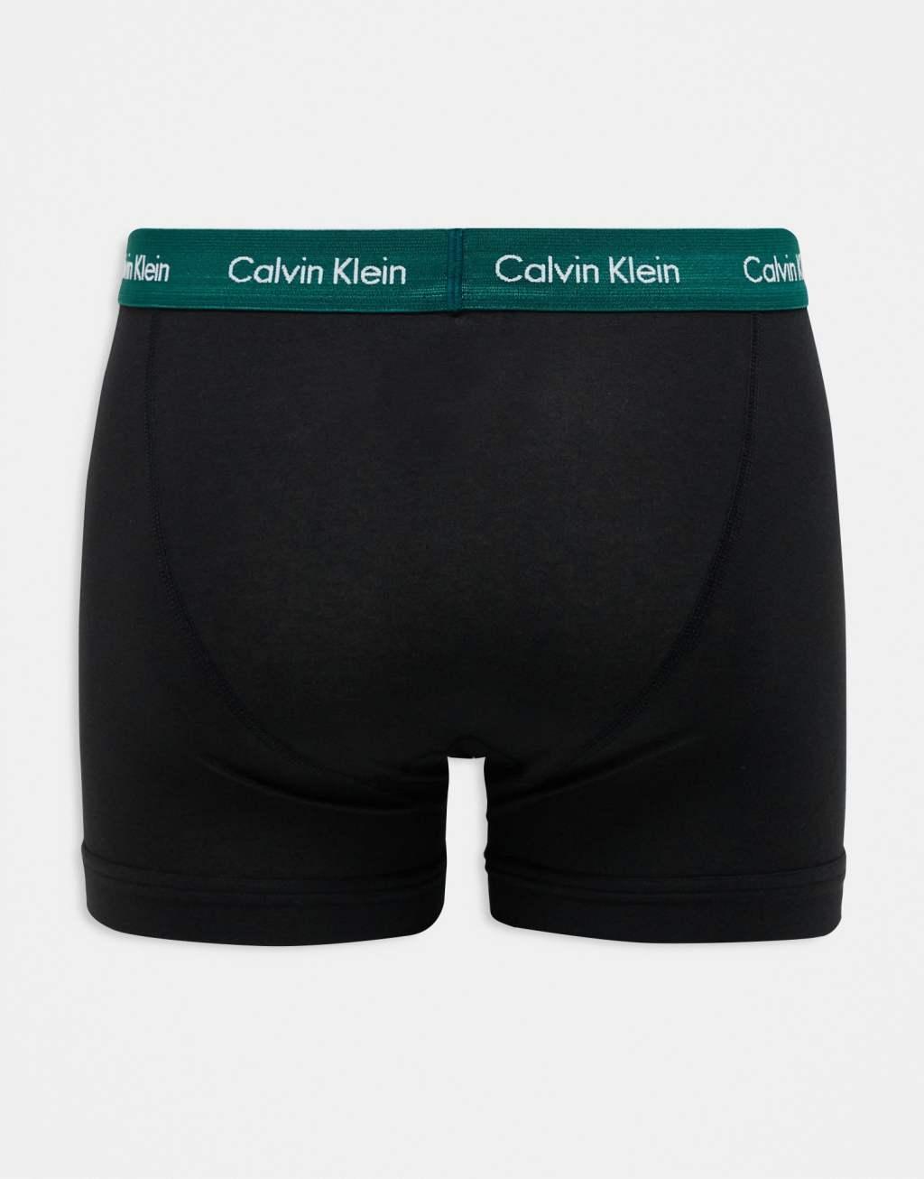 Calvin Klein cotton stretch wicking briefs 3 pack in black with colored logo waistband Product Image