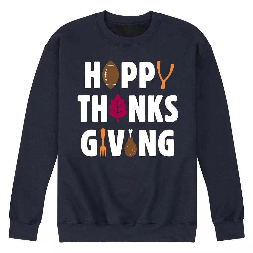 Men's Happy Thanksgiving Icons Fleece Sweatshirt,  Product Image
