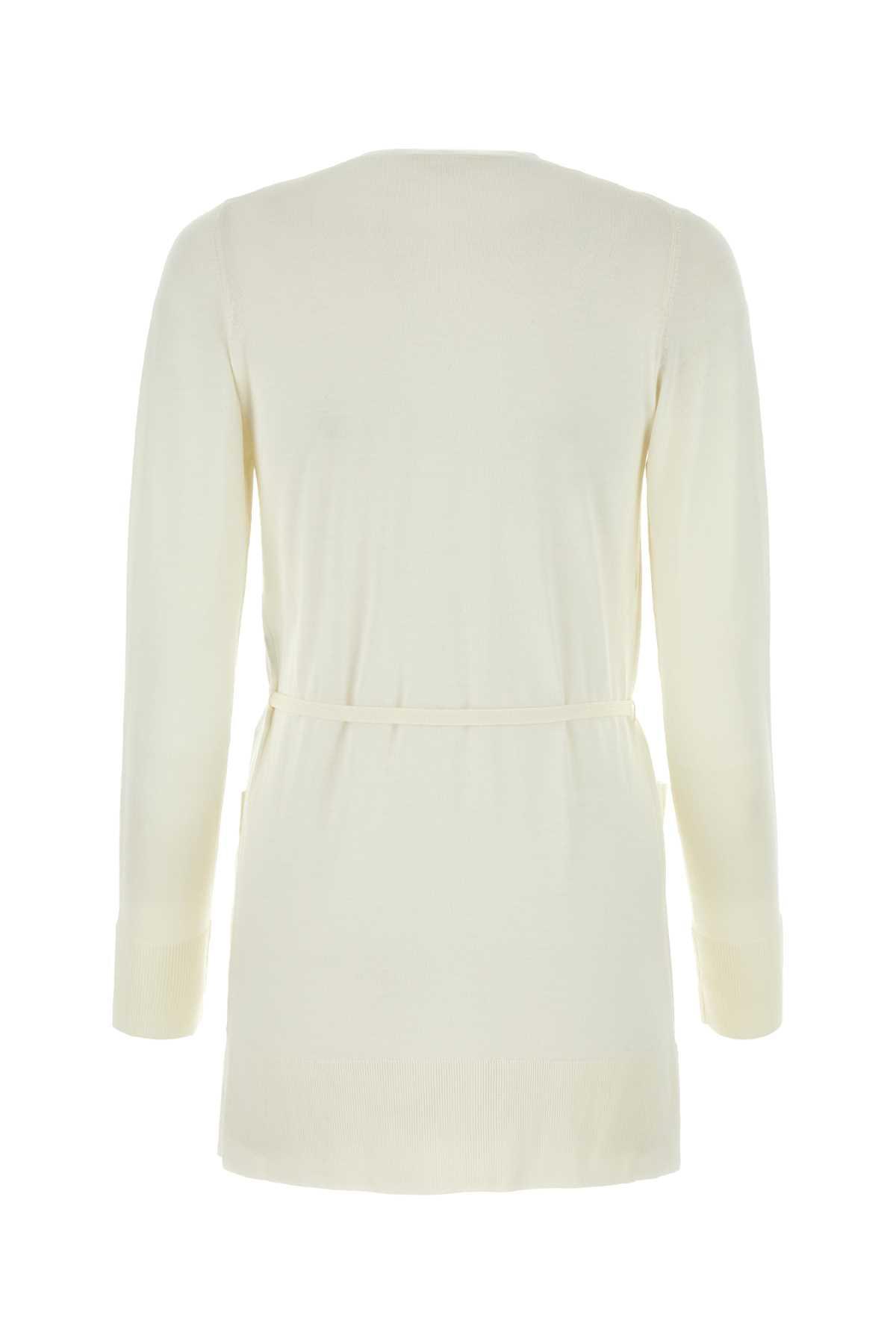 Ivory Wool Cardigan In White Product Image