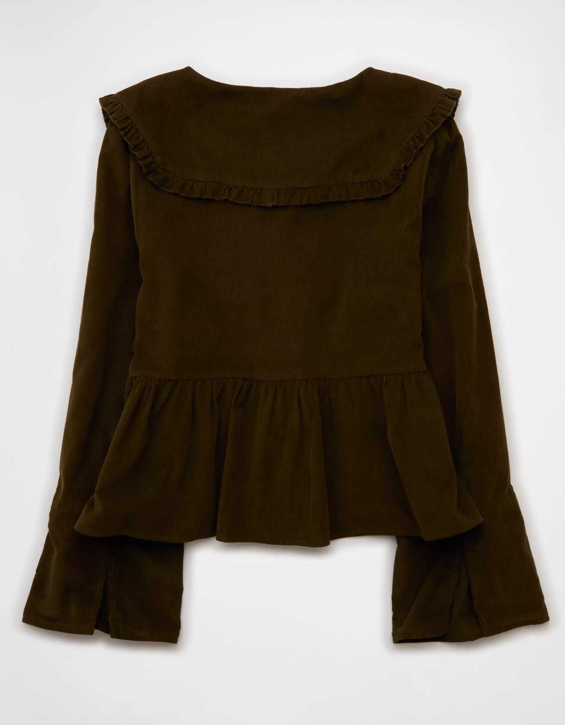 AE Long Sleeve Tie-Front Blouse Product Image
