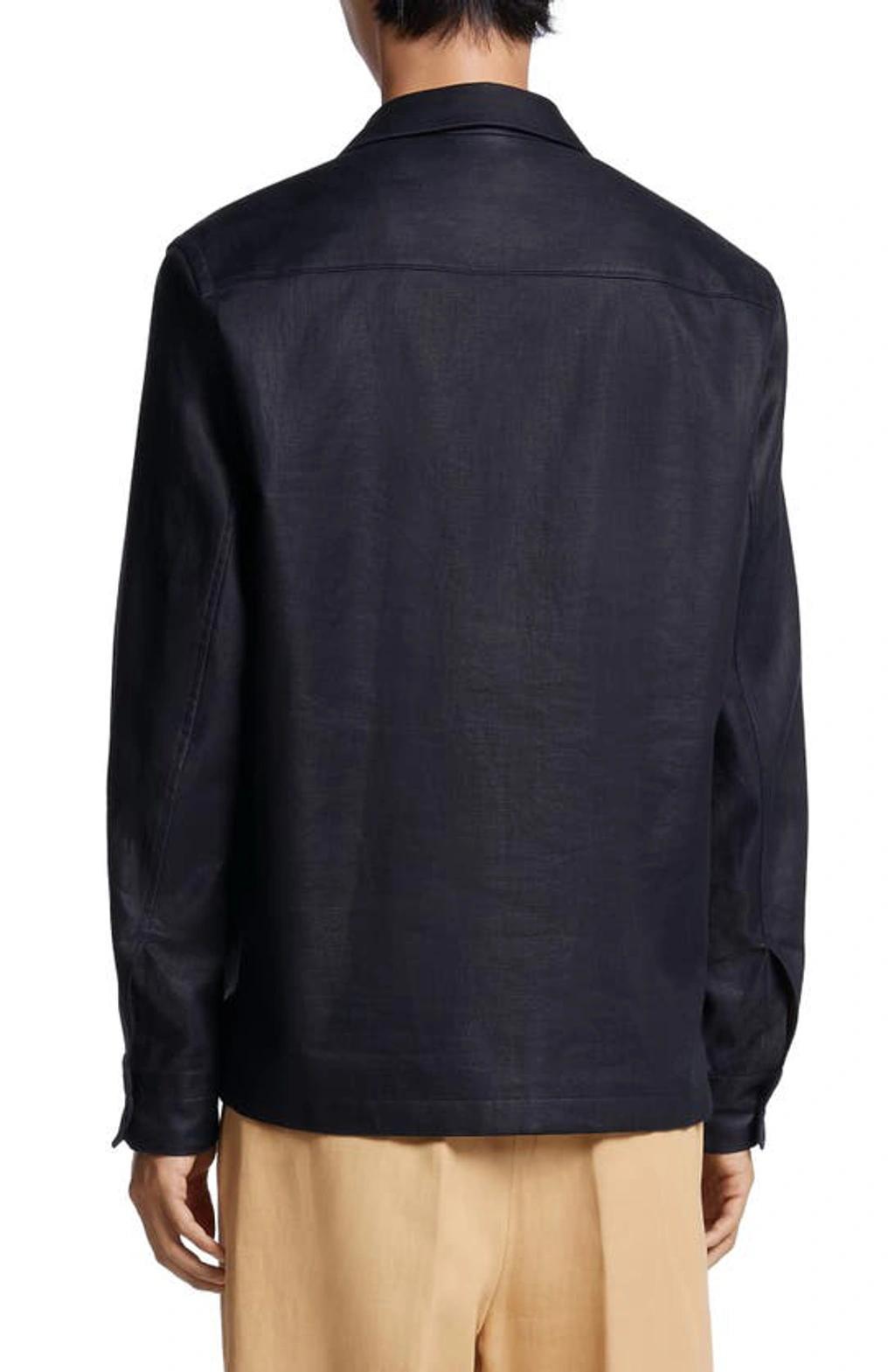 ZEGNA Linen-twill Overshirt In Blue Product Image